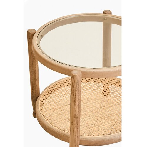 Premier Housewares Okrogla stranska mizica s stekleno mizno plo&amp;scaron;čo &amp;oslash; 57 cm Cebu &amp;ndash; Slike