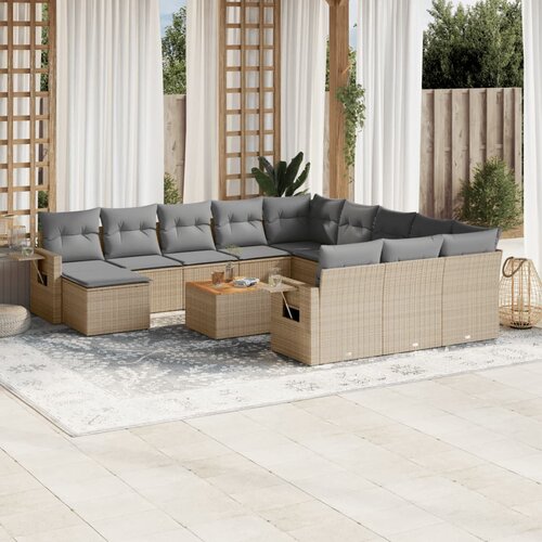 vidaXL 13-dijelni set vrtnih sofa s jastucima bež od poliratana Cijene