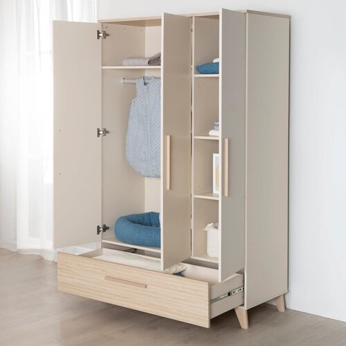 Roba Kremno bela/v naravni barvi otro&amp;scaron;ka garderobna omara v hrastovem dekorju 118x190x52 cm Sidney &amp;ndash; Slike