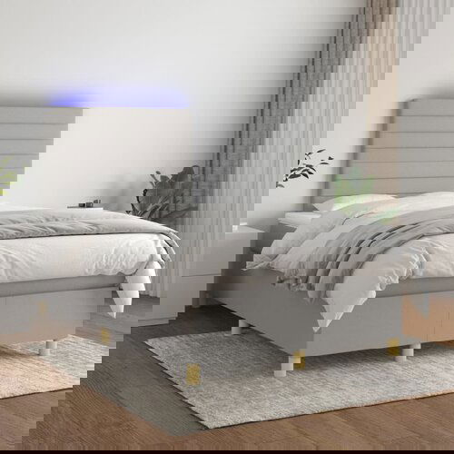 The Living Store Box spring postelja z vzmetnico LED sv. siva 120x200 cm blago - Box Spring Postelja, (21518210) Cene