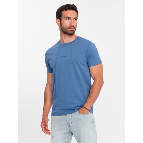 Ombre Men&amp;#039;s cotton T-shirt with fine embroidery - dark blue Slike