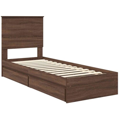  Krevet s od storage Smeđi hrast 75 x 190 cm Konstruirano drvo Slike