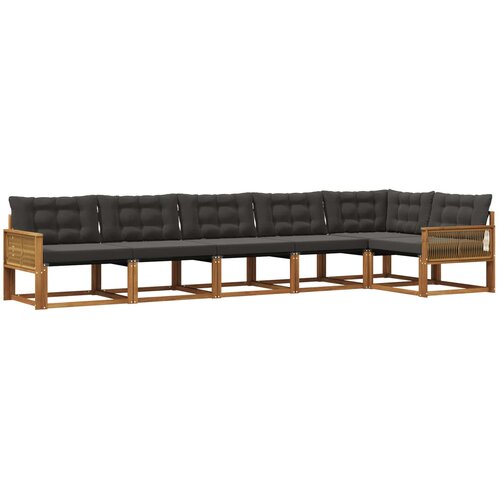 vidaXL Zunanja garnitura za sedenje z blazino 6 pcs Naravna in črna, (5000273535) Cene