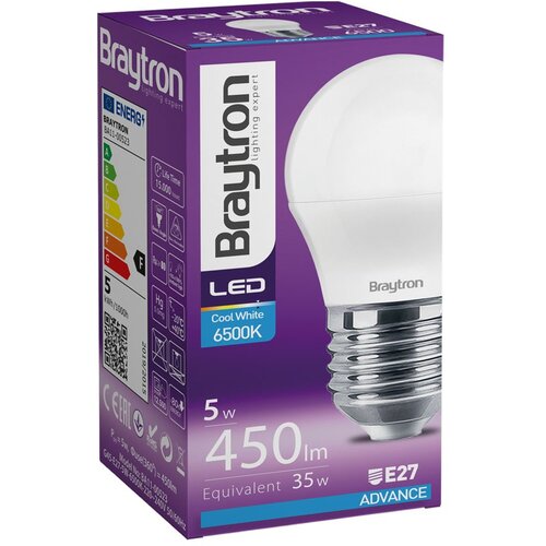 Braytron led žarulja E27 5 w 400 lm 6500 k G45 Cene