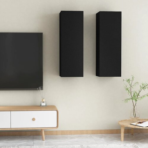 Furnova TV omarica 2 kosa črna 30,5x30x90 cm inženirski les, (21924353) Slike