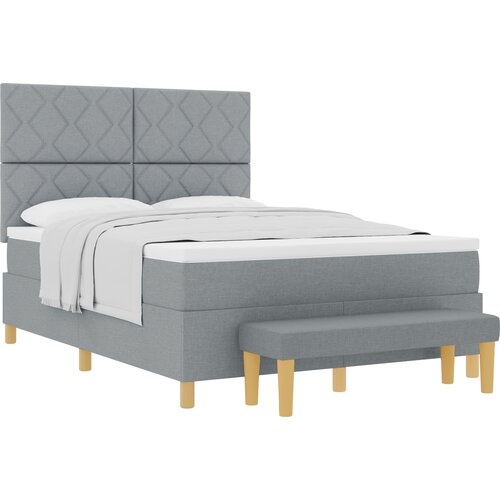 VidaXL Box spring krevet Svjetlosiva 160 x 200 cm tkanina Slike