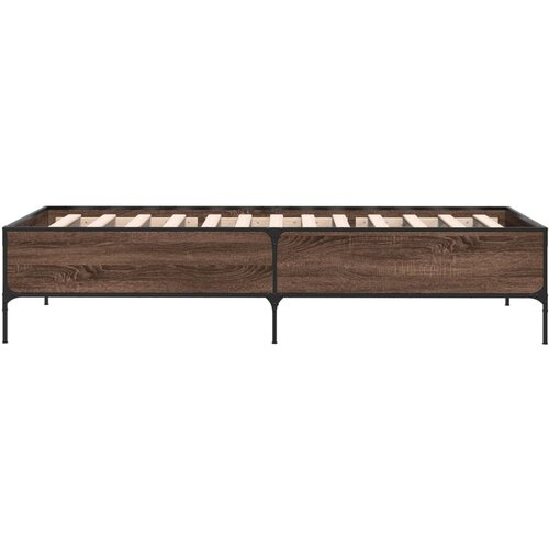  Okvir za krevet smeđi hrast 100x200cm konstruirano drvo i metal Slike