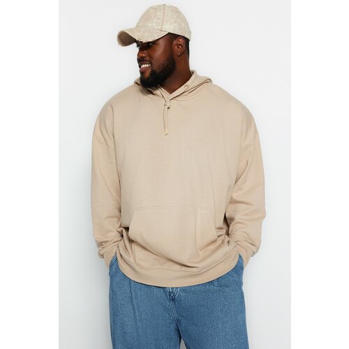 Trendyol Plus Size Sweatshirt - Beige - Oversize Slike