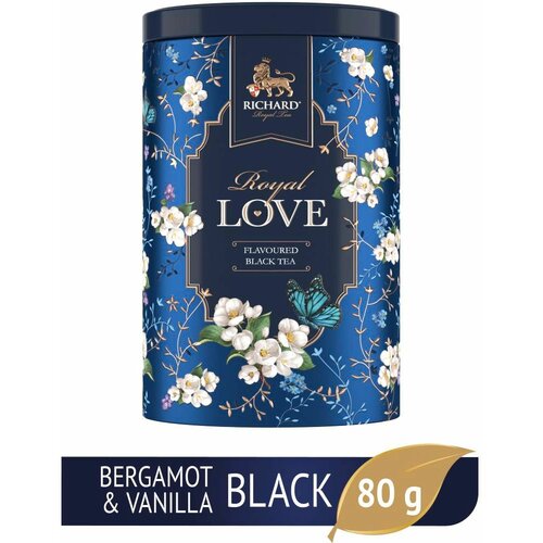 Richard tea royal love - crni cejlonski čaj sa korom citrusa, laticama cveća i bergamot vanilom u metalnoj kutiji, rinfuz 80g blue Cene