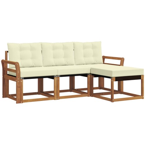  Set vanjskih sofa 4 kom. Prirodna i krem Smeđa 194 x 122,5 x 73 cm Slike