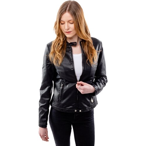 Glano Women's Leatherette Jacket - Black Slike