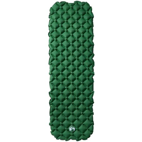 VidaXL Madrac na napuhavanje za kampiranje 1 osoba zeleni 190x58x6 cm Slike