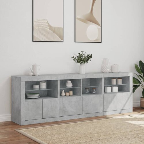  Komoda s LED svjetlima siva boja betona 202x37x67 cm Slike