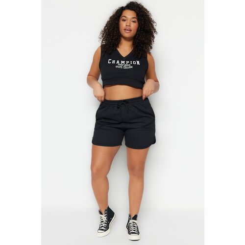 Trendyol curve black thin knitted shorts Slike