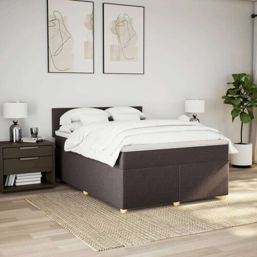 VidaXL Krevet s oprugama i madracem tamnosmeđi 140x200 cm tkanina Slike
