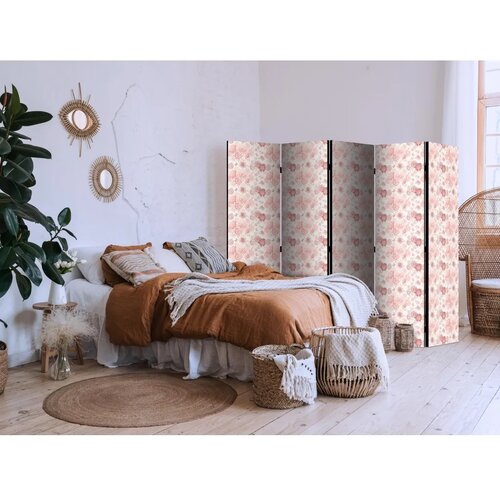  Paravan - Pink Blossoming - Flowers in Warm Colors on a White Background 225x172 Cene