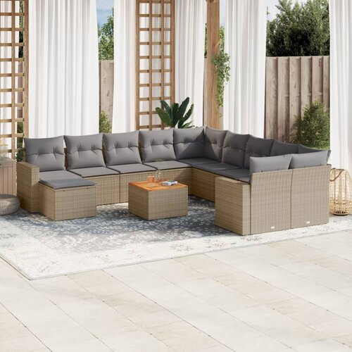 vidaXL 12-dijelni set vrtnih sofa s jastucima bež od poliratana Cijene