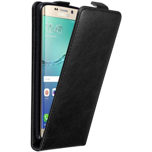 Cadorabo Ohišje, združljivo z Samsung Galaxy S6 EDGE PLUS v nočna črna - Zaščitni ovitek v obliki flipa z magnetnim zapiranjem, (20564408) Cene
