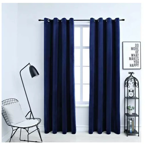  Zatemnitvene zavese z obročki 2 kosa žamet temno modre 140x225