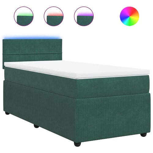 vidaXL Box spring postelja z vzmetnico temno zelen 90x190 cm žamet, (21308851) Cene