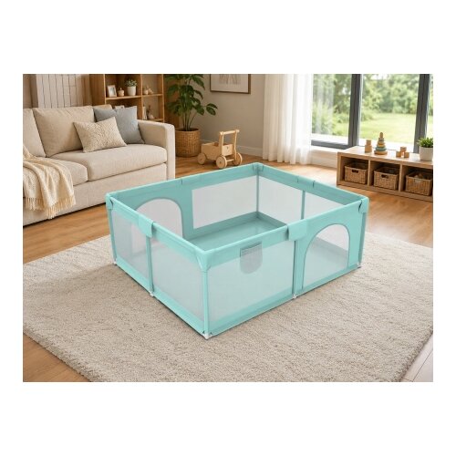 Delunaro dečija ogradica za igru sa dodatnom za&amp;scaron;titom 130x130x65cm ( KLK2611-Light-Green ) Slike