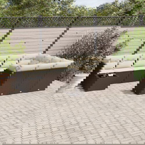 vidaXL 11-dijelni set vrtnih sofa od poliratana s jastucima smeđi Cijene