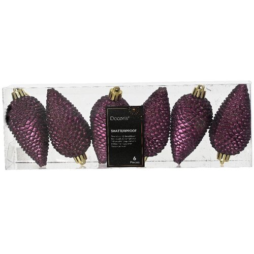 Dekordom Novogodišnji set šišarki za jelku 6pcs 8cm 028677 - Dark mauve - KMG Cene
