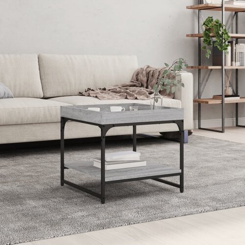 vidaXL Klubska mizica siva sonoma 49,5x49,5x45 cm inženirski les Cene