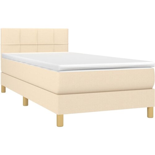  Krevet s oprugama i madracem krem 100 x 200 cm od tkanine Slike