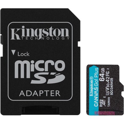 Kingston Micro SDXC card 64GB Canvas GoPlus Gen.4 200MB/s A2 U3 V30 Card + Adapter SDCG4/64GB Cijene