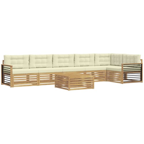 vidaXL Zunanja garnitura za sedenje z blazino 7 pcs Bela in krem, (5000270842) Cene