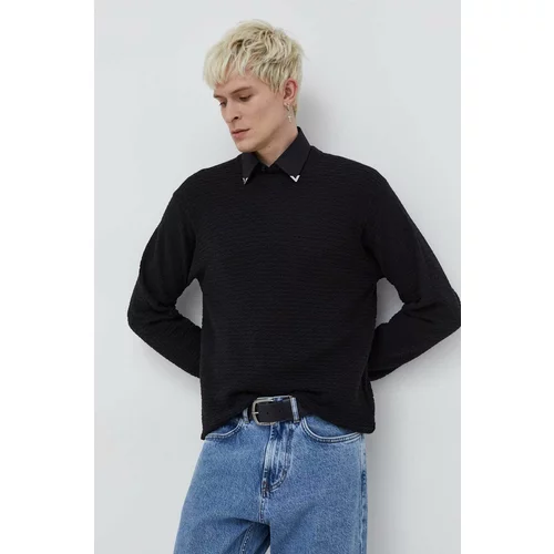 Hugo Bombažen pulover črna barva