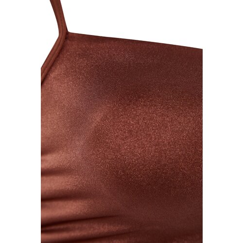 Trendyol Brown Pleated Bikini Top Cene