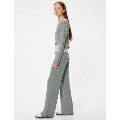 Koton Wide Leg Ribbed Trousers Standard Waist Slike