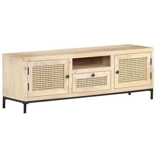 VidaXL TV ormarić 120x30x40 cm od masivnog drva manga i prirodne trske Slike
