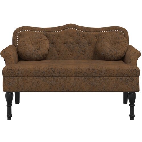  Klupa s jastucima smeđa 120,5x65x75 cm umjetna koža Slike