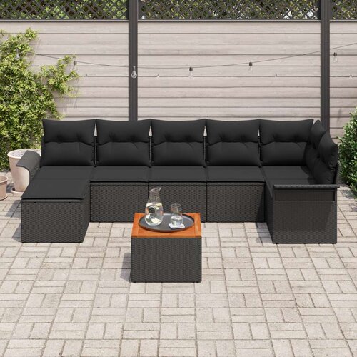  8-dijelni vrtni sofa set s jastučićima crna Poli ratan Akacija Slike