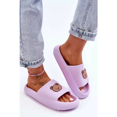 Kesi Lightweight lady's foam slippers with teddy bear purple Lia