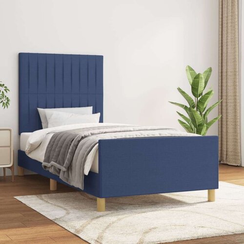  Posteljni okvir z vzglavjem moder 100x200 cm blago, (20905024) Slike