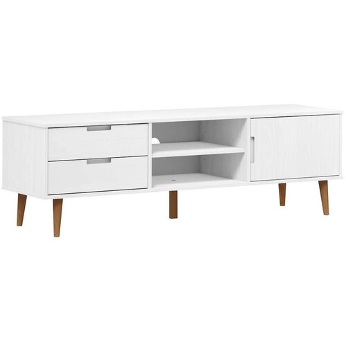 Maison Chic TV omarica - TV stojalo - Televizijska omarica MOLDE bela 158x40x49 cm trdna borovina, (21701371) Cene
