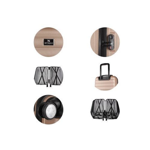 Zoozie Bags set kofera 6414, 3 dijela, zlatna boja Slike