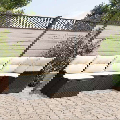  Set od 6 Vrtnih Kauča sa Jastučićima Crni Poli Ratan Cijene