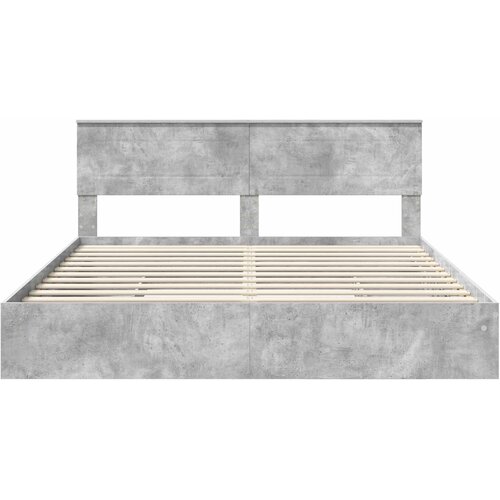  Krevet s od storage s uzglavljem Betonski sivi 200 x 200 cm Slike