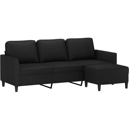  Trosjed s tabureom crni 180 cm od umjetne kože Slike