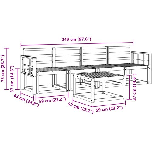  Set vanjskih sofa 5 kom. Bijela Čvrsto drvo akacije Slike
