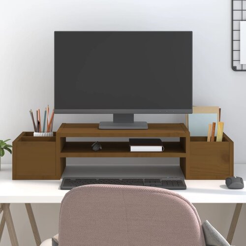 vidaXL Stalak za monitor boja meda 70x27,5x15 cm od masivne borovine Cijene