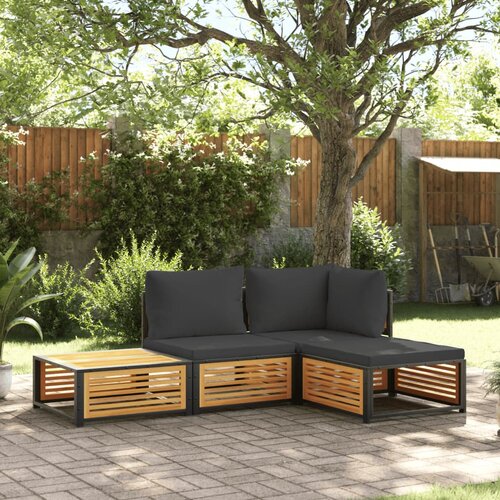 VidaXL 4-dijelni set vrtnih sofa s jastucima masivno bagremovo drvo Slike