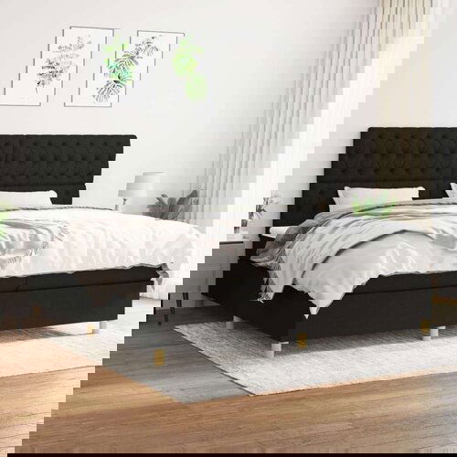  Box spring postelja z vzmetnico črn 200x200 cm blago, (20761150) Cene
