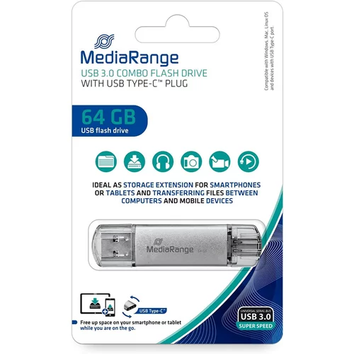 USB kluč 64gb mediarange 3.0 + c mr937 MEDIARANGE