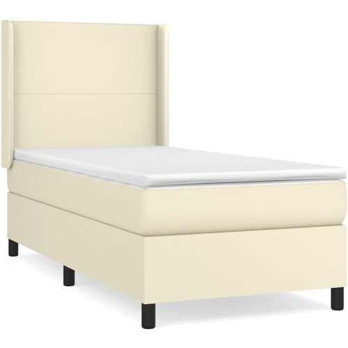 VidaXL Box spring postelja z vzmetnico krem 100x200 cm umetno usnje, (20901200) Slike
